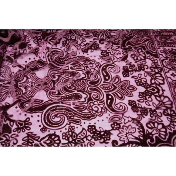 Urban Outfitters Burnout Velvet Kimono Topper Maroon Open Front Boho Festival - Picture 3 of 4